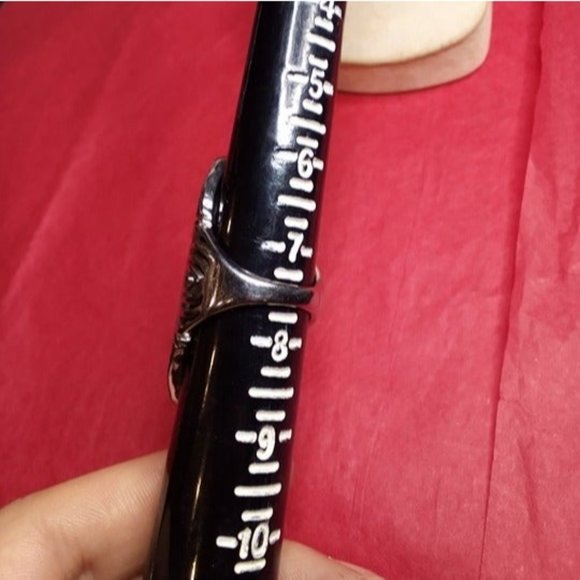 Howlite Look Marbled Gray White‎ Silver Tone Ring Size 7.5 (1a4) - Picture 5 of 5